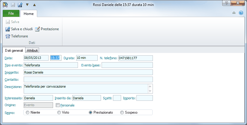 Eventi-Dati generali