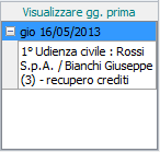 Agenda-Visualizzare giorni prima
