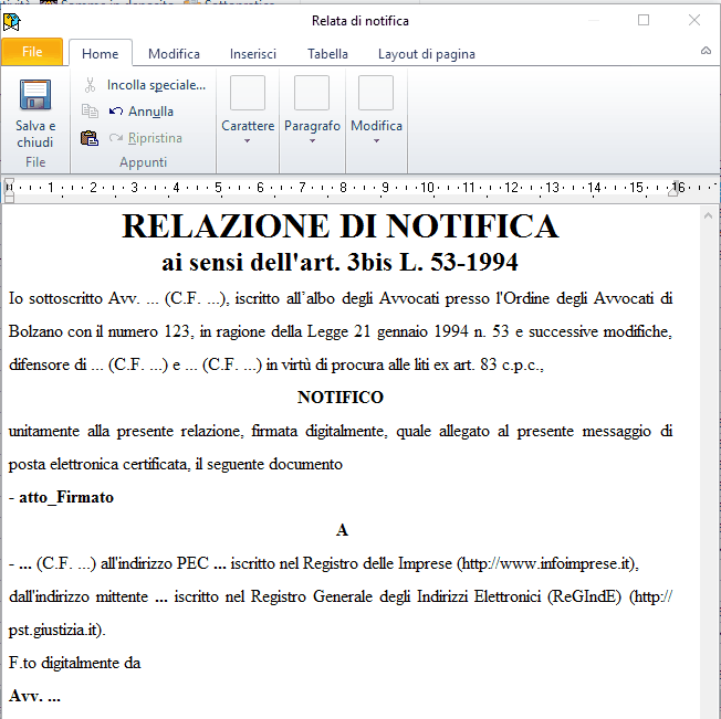 Notifica-Genera relata