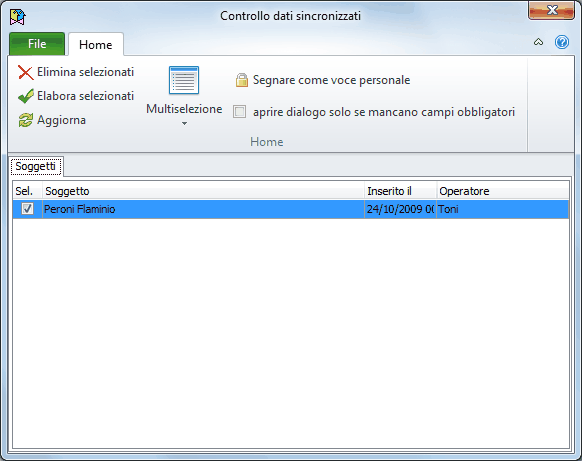 Sincronizzazione Outlook-Controllo dati sincronizzati