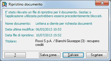 Ripristino documenti