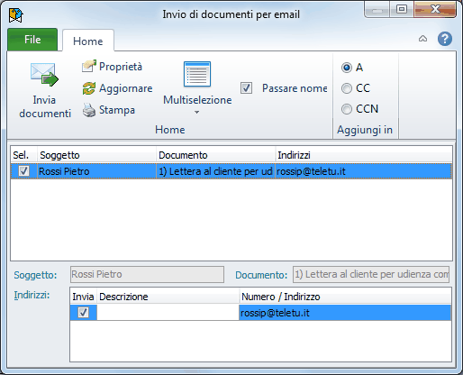 Invio documenti tramite email-Visualizza documenti