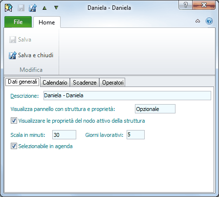 Profili agenda-Dati generali