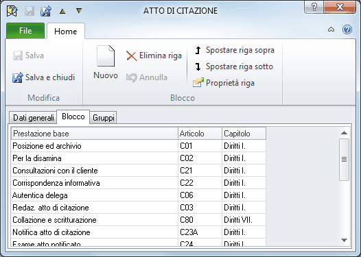 Prestazioni base-Blocco