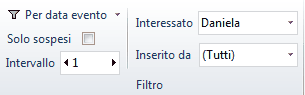 Pulsanti filtro eventi