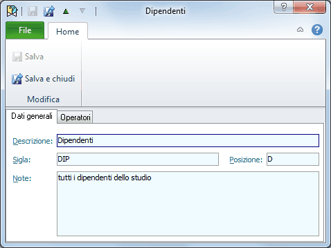 Gruppi operatori-Dati generali