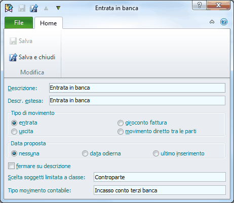 Movimenti base per deposito