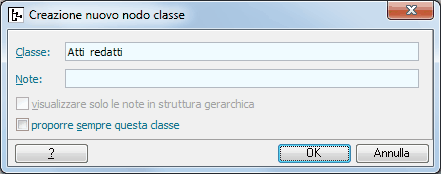 Creazione nuovo nodo classe