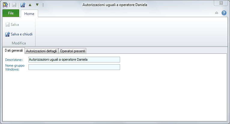 Autorizzazioni-Dati generali