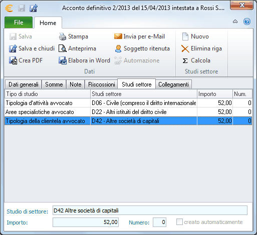 Avvisi e fatture-Studi di settore