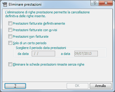 Eliminare prestazioni