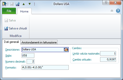 Valute-Dati generali