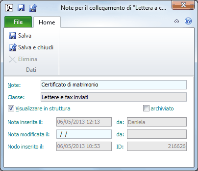 Struttura gerarchica-Note del collegamento