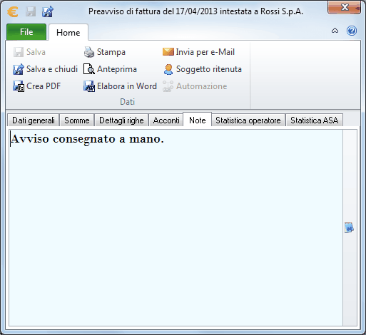 Avvisi e fatture-Note