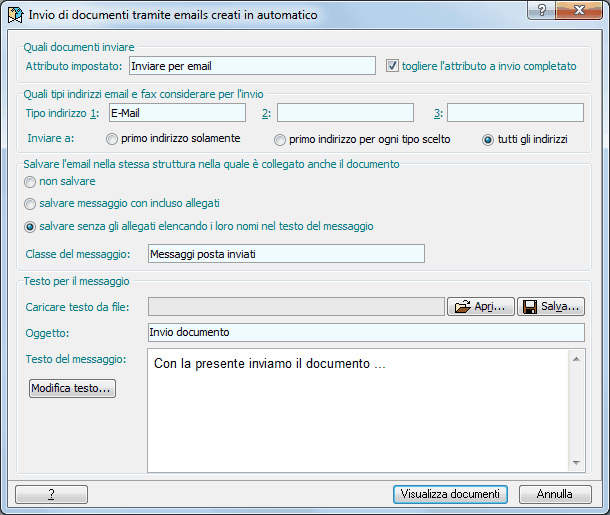 Invio documenti tramite email