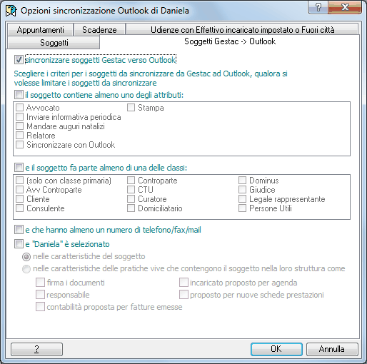Sincronizzazione Outlook-Soggetti Gestac Outlook
