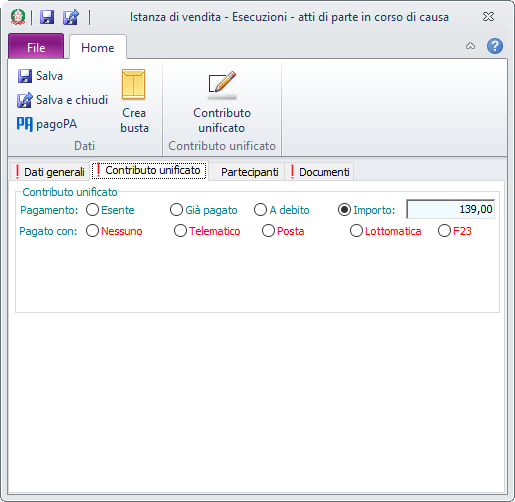 Deposito atto-Contributo unificato