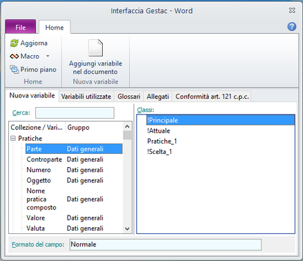 Interfaccia Gestac Word