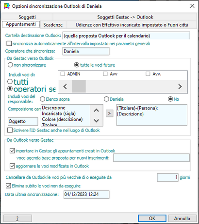 Sincronizzazione Outlook-Appuntamenti