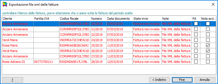Elenco fatture