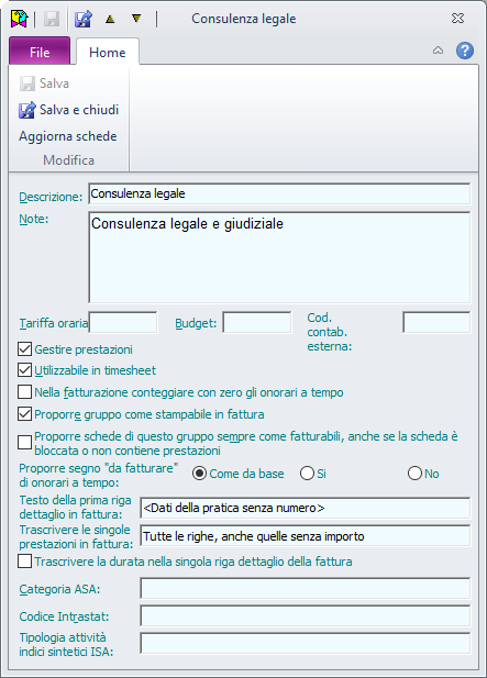 Gruppi prestazioni