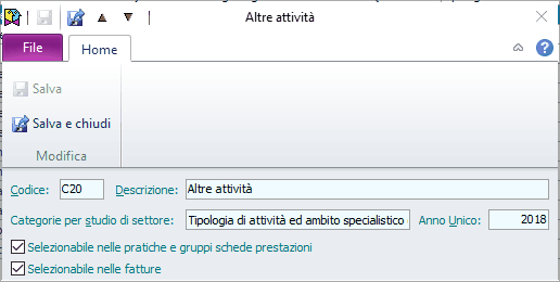 Tipologie per ISA
