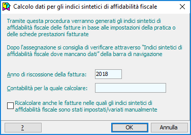 Calcolo dati per indici