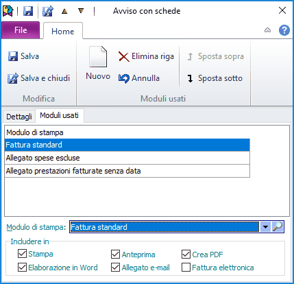 Modelli stampa fattura-Moduli usati