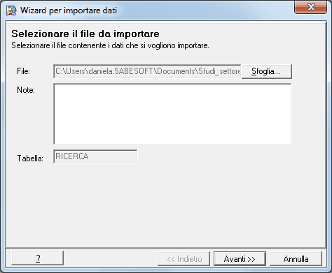 Import-Selezione file da importare