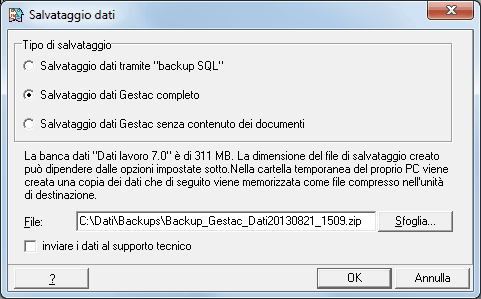 Salvataggio dati