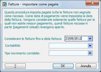 Fatture impostare come pagate