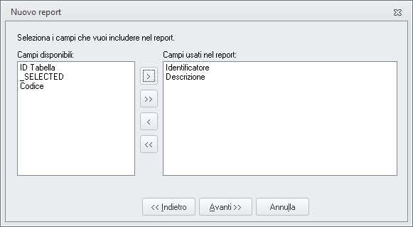 Creazione nuovo report-Campi usati