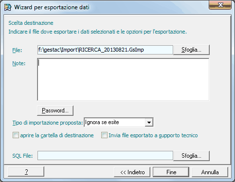 Eport-Scelta file export