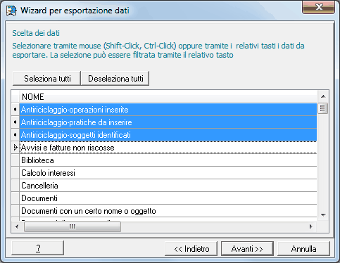 Eport-Scelta dati