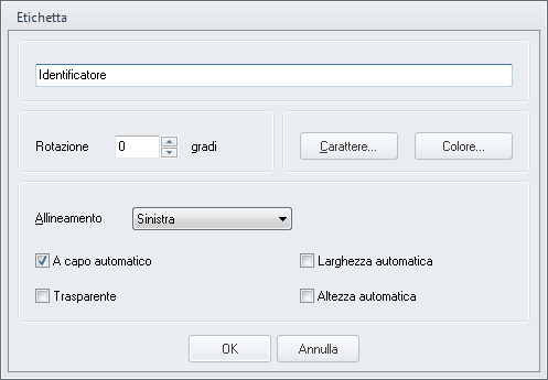 Modifica del report-modifica etichetta